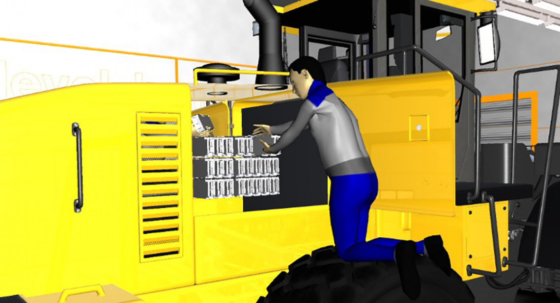 Simulation operator removing battery electric wheel loader ESI